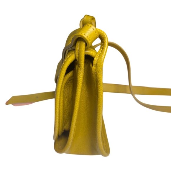 Longchamp Le Foulonné Mimosa Yellow Leather Crossbody Bag Adjustable Strap - Picture 11 of 16